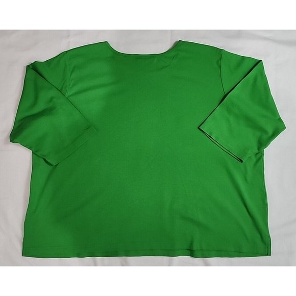 HTF Quaker Factory Shirt Women 3XL Green Jingle Christmas Studded Bling Top - Picture 3 of 3